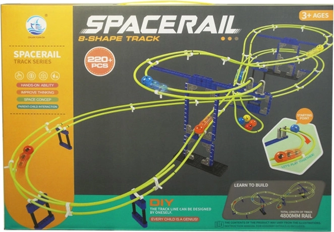 Dvojposchodová guľôčková dráha v tvare osmičky