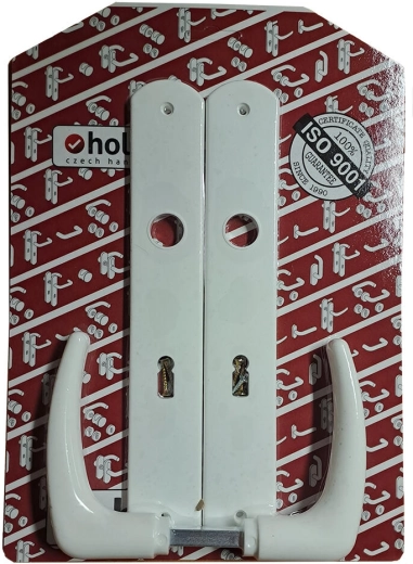 Dverová kľučka Klasik so štítkom XXL, biela, pre zadlabací zámok 90 mm