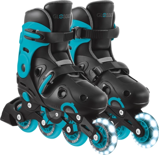 Globber Go Skates Lights detské inline korčule so svietiacim predným kolieskom čierno-modré 34–37