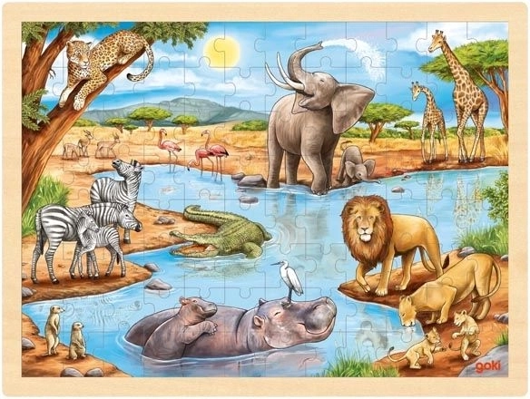 Drevené puzzle Africká savana 96 dielikov Goki