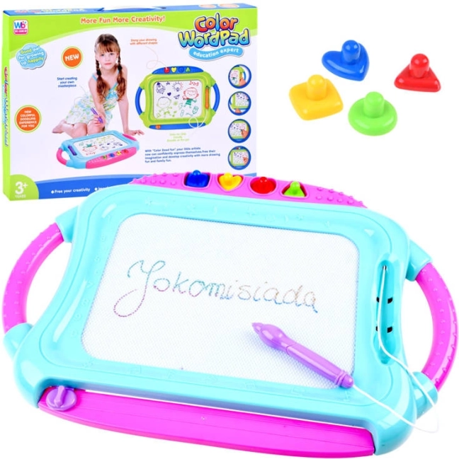 Farebná magnetická kresliaca tabuľa s pečiatkami – Znikopis