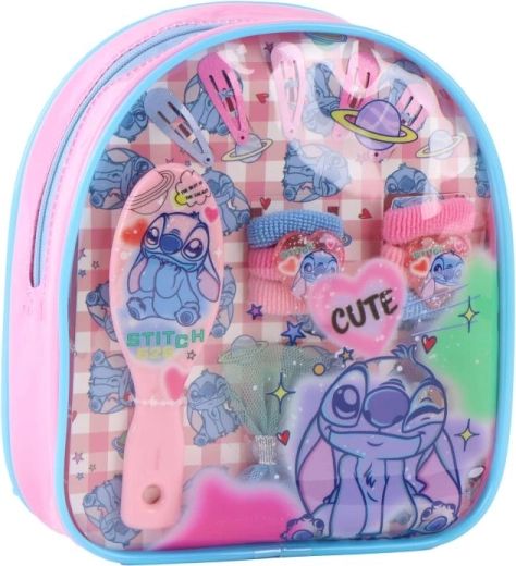 Detská sada vlasových doplnkov STITCH v priehľadnom batôžku