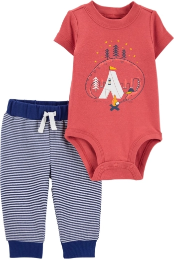 Carter's 2-dielny set pre chlapcov Dino Stripes (body s krátkym rukávom + tepláky) 12 m – 12m