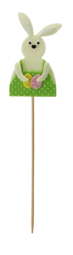 Veľkonočná dekorácia na špajdli – zajačik 6 × 9 cm, mix 3 motívov (12 ks)