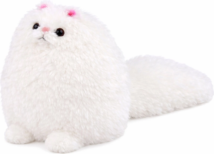 Plyšová mačka s dlhým chvostom, biela 30 x 30 cm