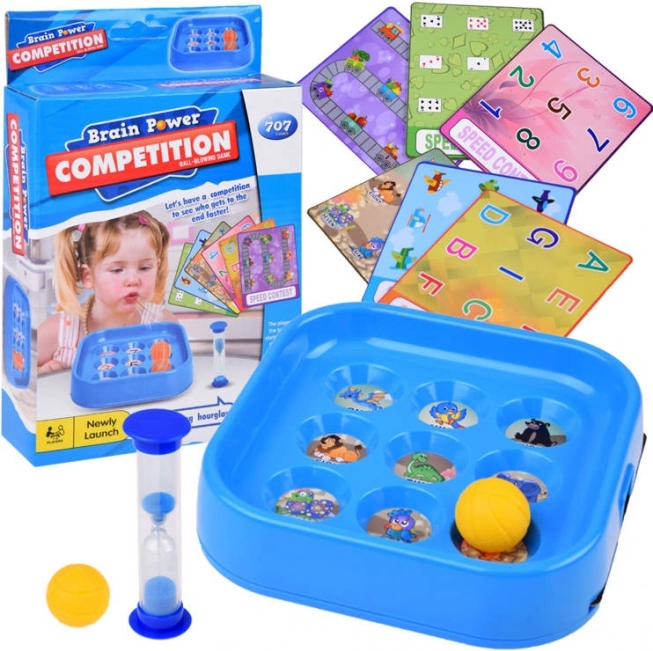 Detská hra Brain Power – fúkacia rýchlostná súťaž s číslami a abecedou