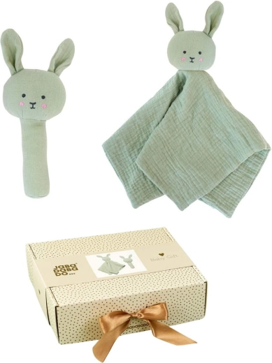 Jabadabado darčeková sada pre bábätko s mojkáčikom a hrkálkou bunny zelená