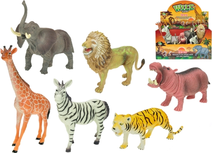 Zvieratká zo safari 15–20 cm, sada 12 ks