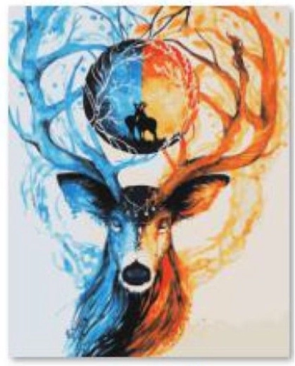 Diamantové vyšívanie (diamond painting) jeleň 30 × 40 cm - 1 kus