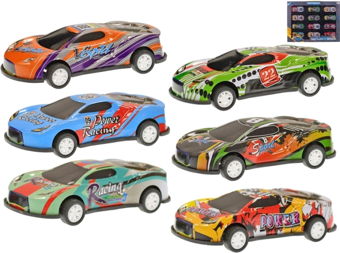 Sada pretekárskych autíčok s naťahovacím pohonom 8,5 cm – 12 ks