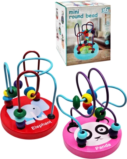 drevený korálkový labyrint so zvieratkom