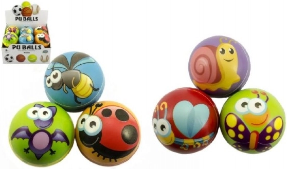 Penená loptička so zvieratkami 10 cm, mix farieb