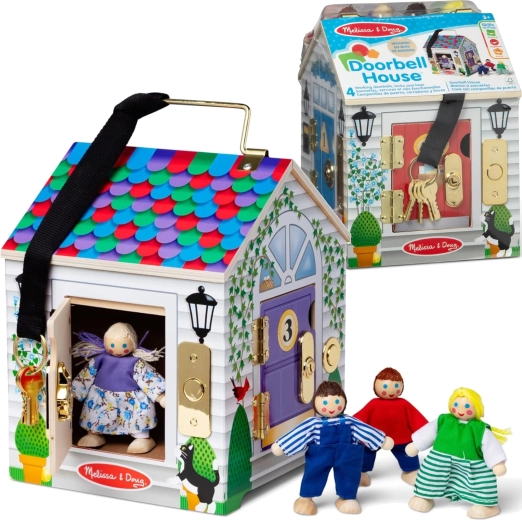Drevený domček s dverovými zvončekmi MELISSA & DOUG Doorbell House