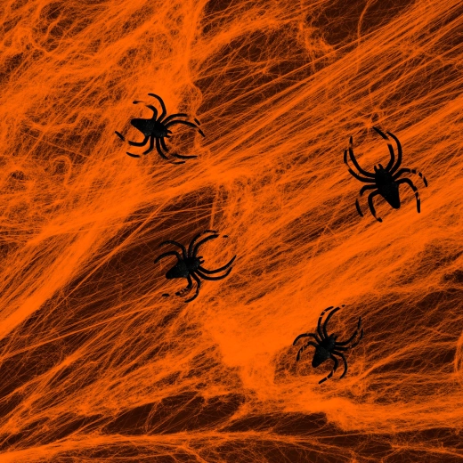 Oranžová halloweenska pavučina s pavúkmi
