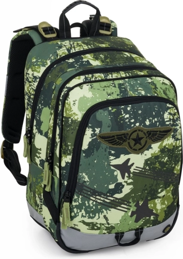 Bagmaster alfa 25 b školský trojkomorový batoh so stíhačkami