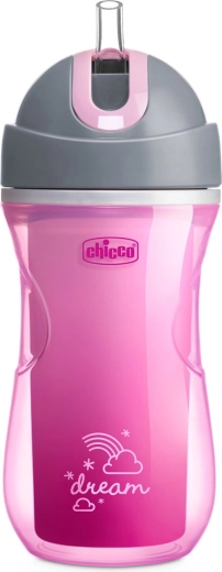 Chicco termo hrnček so slamkou 266 ml ružový (14m+)