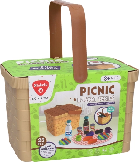 Piknikový košík s riadom a potravinami 23 cm