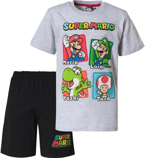 Detské pyžamo Super Mario v sivom a čiernom prevedení