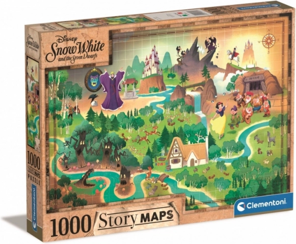 Puzzle 1000 dielikov - Snehulienka Story Maps od Clementoni