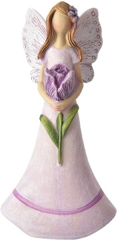 Dekoratívna figúrka víly z polyresinu, fialová, 11 cm