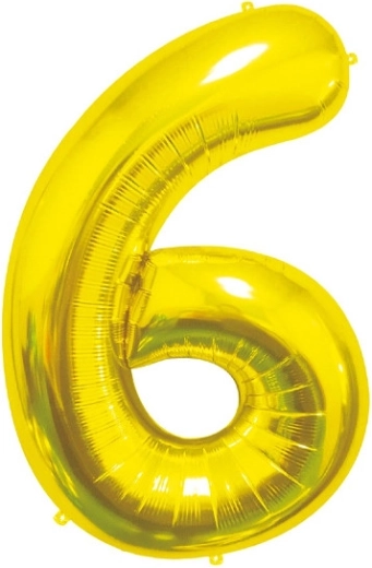 Fóliový balónik číslo 6, zlatý 85 cm