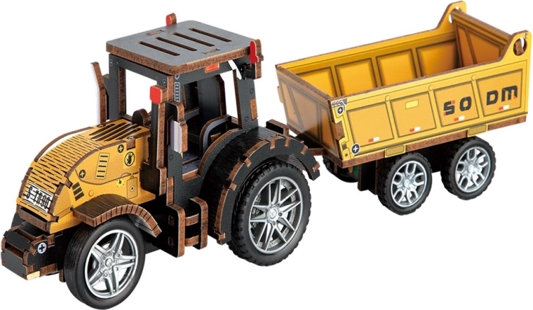 2Kids Toys 3D drevená skladačka traktor s prívesom