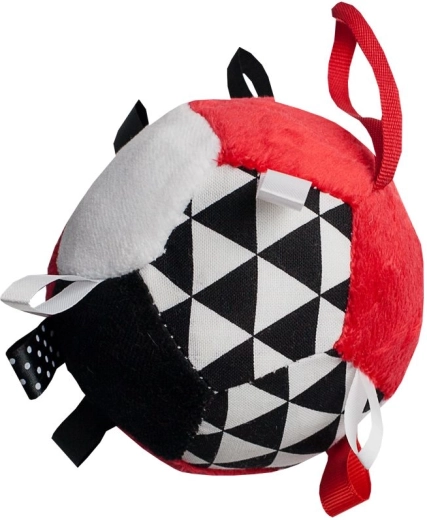 Mäkká kontrastná loptička so štítkami a hrkálkou pre bábätká