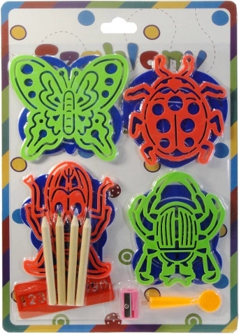 Šablóny na kreslenie pre deti – sada 8 šablón s pastelkami