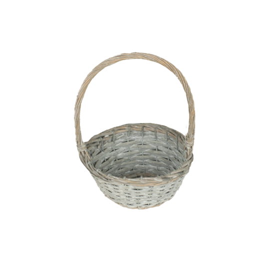 Sivý prútený košík s rukoväťou 20 × 10 × 28 cm