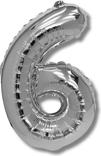 Fóliový balónik číslo 6 strieborný 40 cm