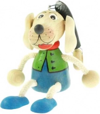 Jazvečík na pružine – drevená závesná hračka