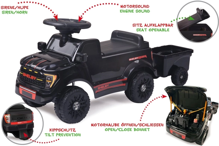 Odrážadlo Shelby Ford F-150 Raptor s prívesom čierne