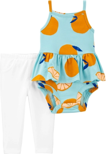 Carter's 2-dielny set – body na ramienka a legíny blue orange pre dievčatko (6 m)
