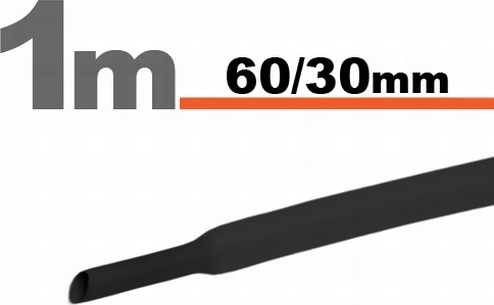 Čierna zmršťovacia bužírka 60/30 mm