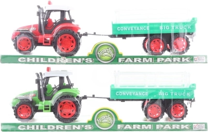 Plastový traktor so zotrvačníkom a prívesom 32 cm