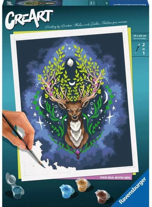 Creart pixie cold: mystický jeleň maľovanie podľa čísel 24 × 30 cm