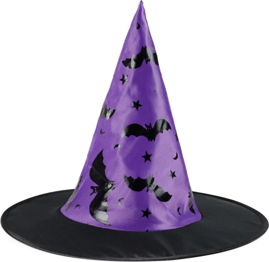 detský klobúk čarodejnice s potlačou netopierov