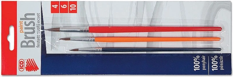 Sada okrúhlych štetcov ICO 4/6/10 – farebné drevené rukoväte