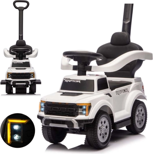 Detské odrážadlo Milly Mally s vodiacou rukoväťou Ford F-150 3v1 biele