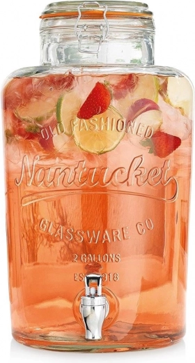 Sklenený nápojový dávkovač s kohútikom 6,7 l