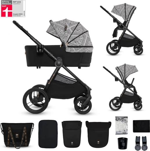 KINDERKRAFT Nea 2 2v1 kombinovaný kočík Lunar Black Bizuu