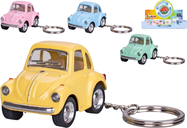 Kinsfun kovový Volkswagen Beetle s príveskom na kľúče a spätným chodom
