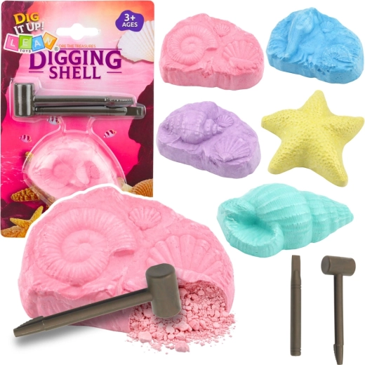 Archeologická sada morských skamenelín – výkopová sada s mušľami a nástrojmi