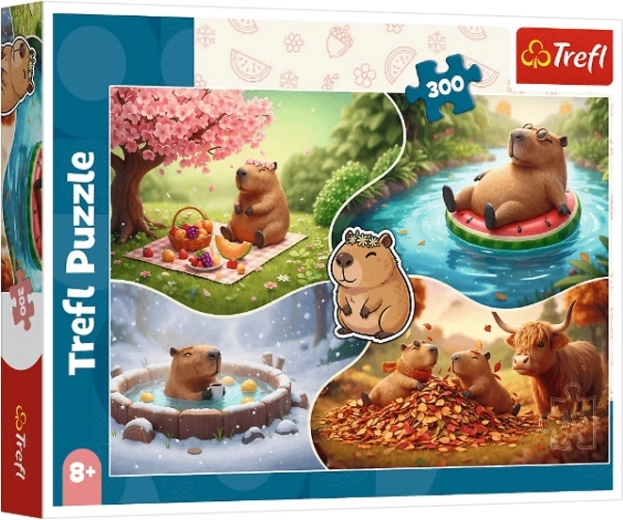 Puzzle 300 dielikov Štyri ročné obdobia s kapybarami