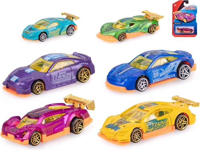 Závodné autíčko 8 cm s voľnobežným chodom – kov a plast