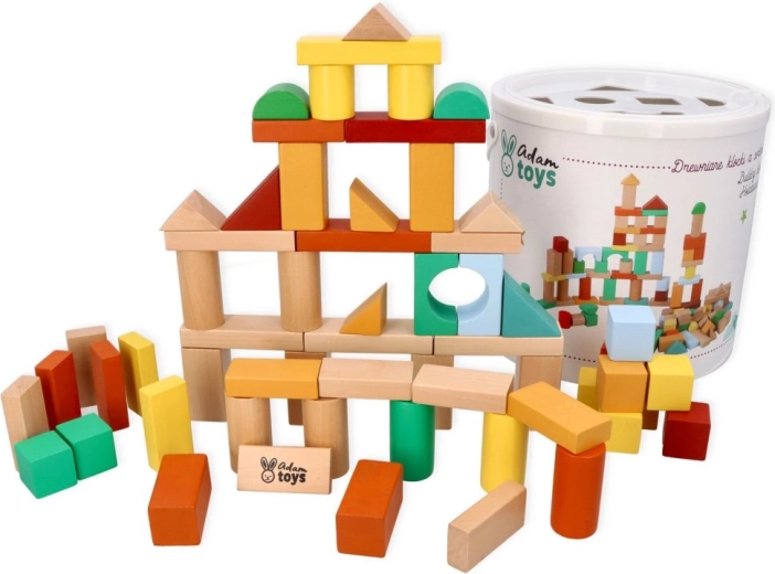Adam Toys drevené kocky so sorterom 100 ks