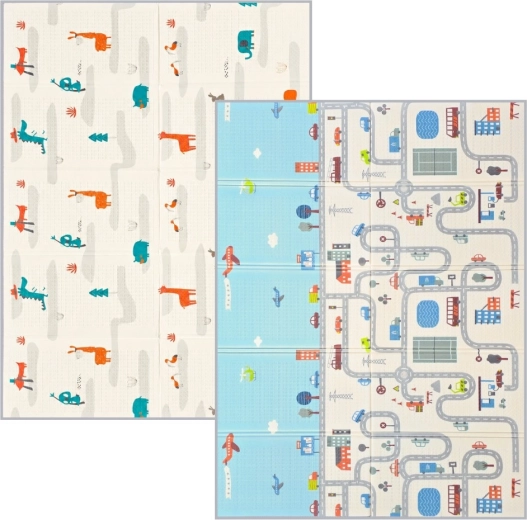 Nanna skladacia obojstranná podložka na hranie – mesto 200 × 150 cm