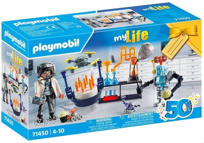 PLAYMOBIL darčeková sada: Vedec s robotmi