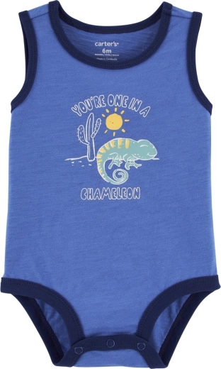 Dojčenské body Carter's bez rukávov Blue Chameleon pre chlapcov 6 m