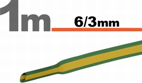 Zmršťovacia bužírka žlto-zelená 6/3 mm